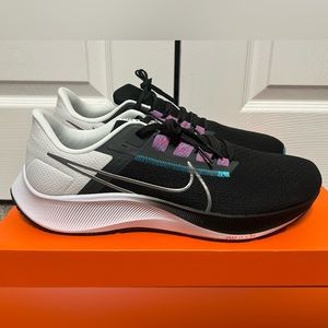 MENS NIKE AIR ZOOM PEGASUS 38 'Black Metallic Silver' CW7356 003 size 9.5 and 13